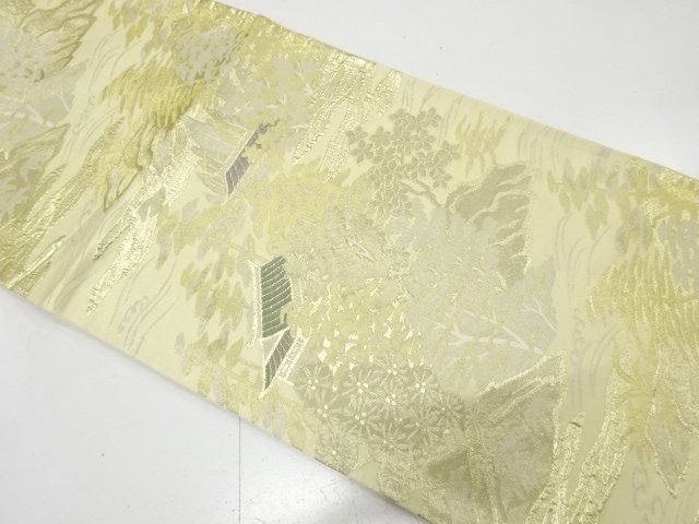 アンティーク　屋敷風景模様織り出し袋帯（材料）